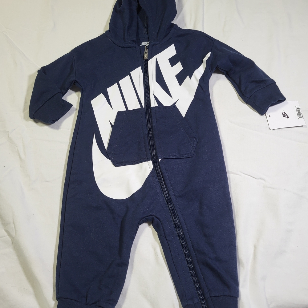 Nwt Nike Kids Boys Dark Blue Hooded One Piece Outfit Hoodie Size 6 Months